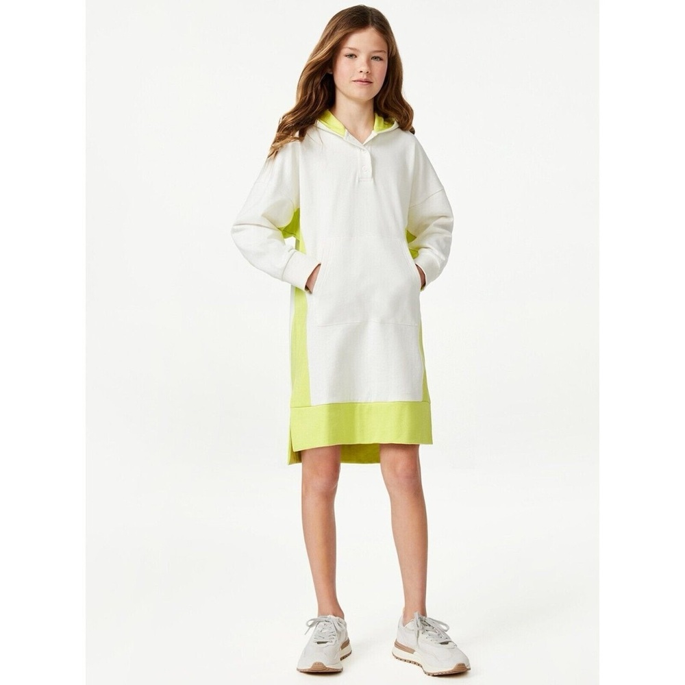 Free Assembly Kids Cream and Yellow Hoodie Dress SizeL 10/12